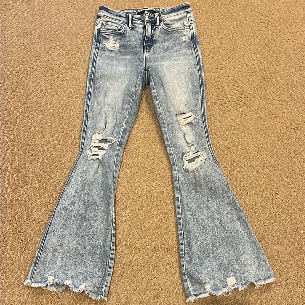 Flying Monkey Blue Flare Wide Leg Jeans